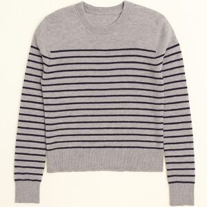 Kule Grey and Navy Stripe Crewneck Cashmere Sweater